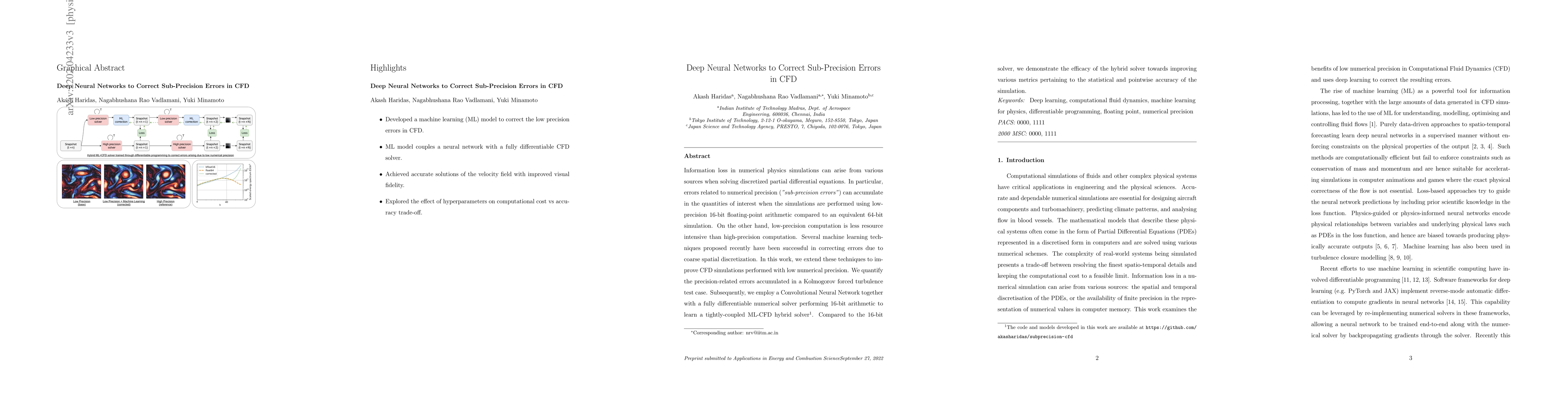 Thumbnail for Deep Neural Networks to Correct Sub-Precision Errors in CFD
