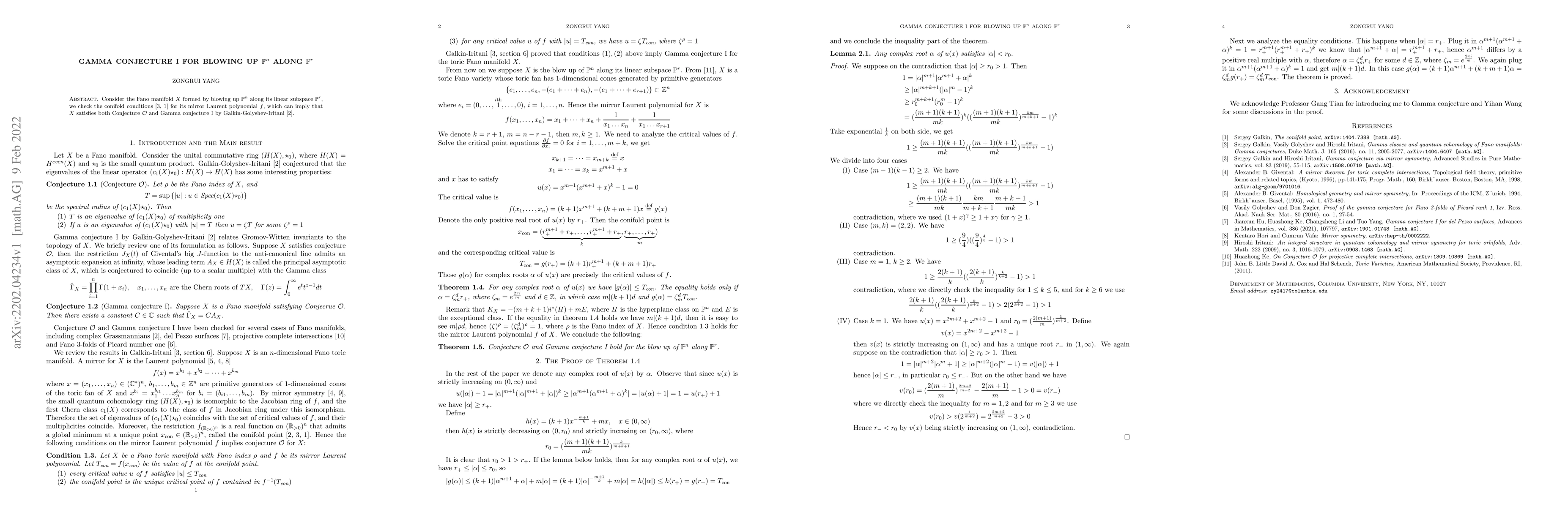Thumbnail for Gamma conjecture I for blowing up $\mathbb{P}^n$ along $\mathbb{P}^r$
