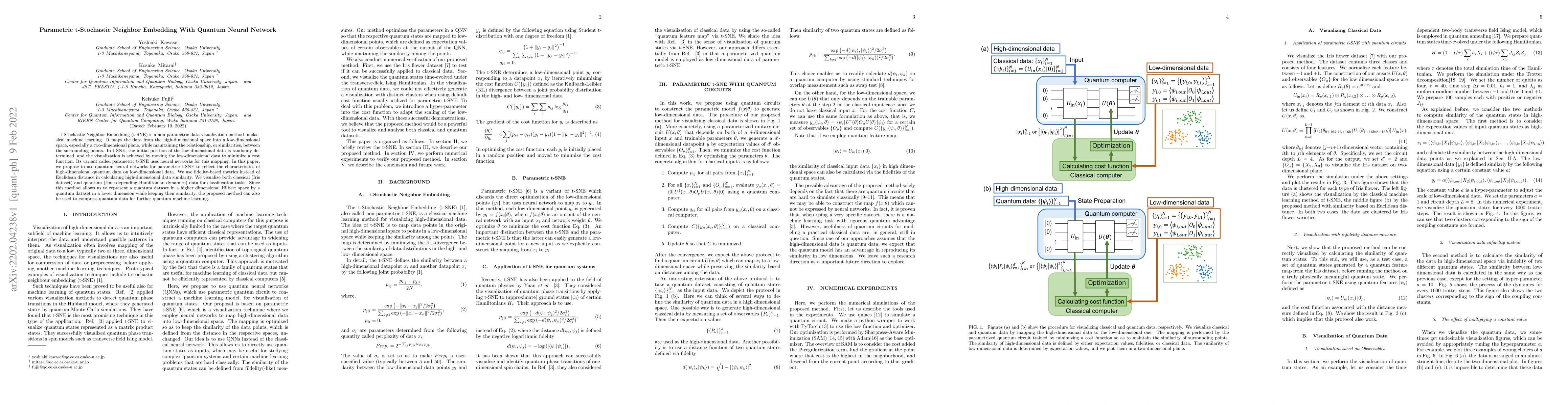 Thumbnail for Parametric t-Stochastic Neighbor Embedding With Quantum Neural Network