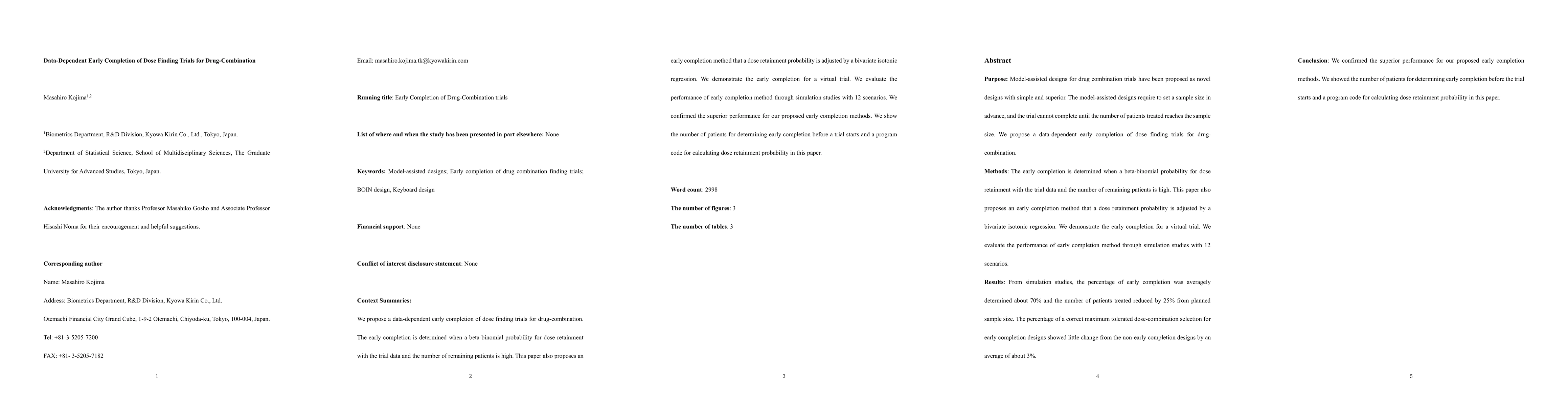 Thumbnail for Data-Dependent Early Completion of Dose Finding Trials for
  Drug-Combination