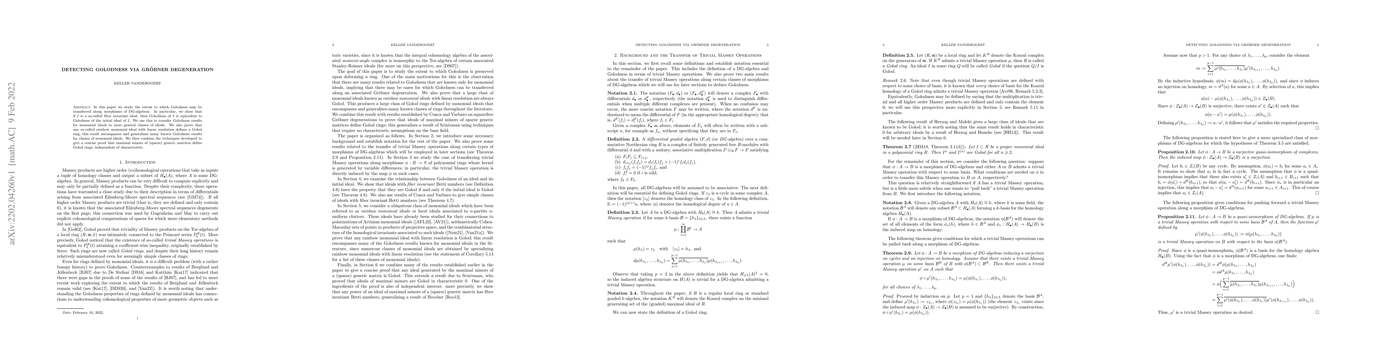 Thumbnail for Detecting Golodness via Gr\"obner Degeneration