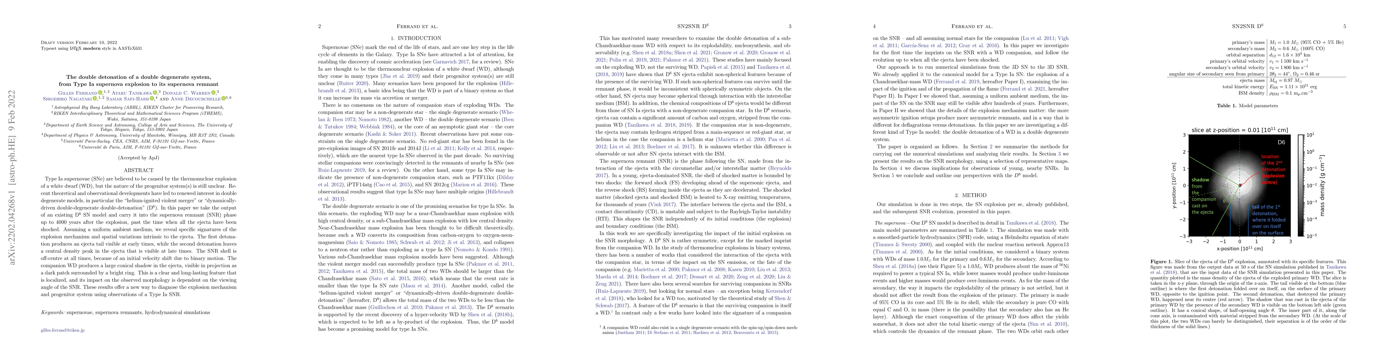 Thumbnail for The double detonation of a double degenerate system, from Type Ia
  supernova explosion to its supernova remnant