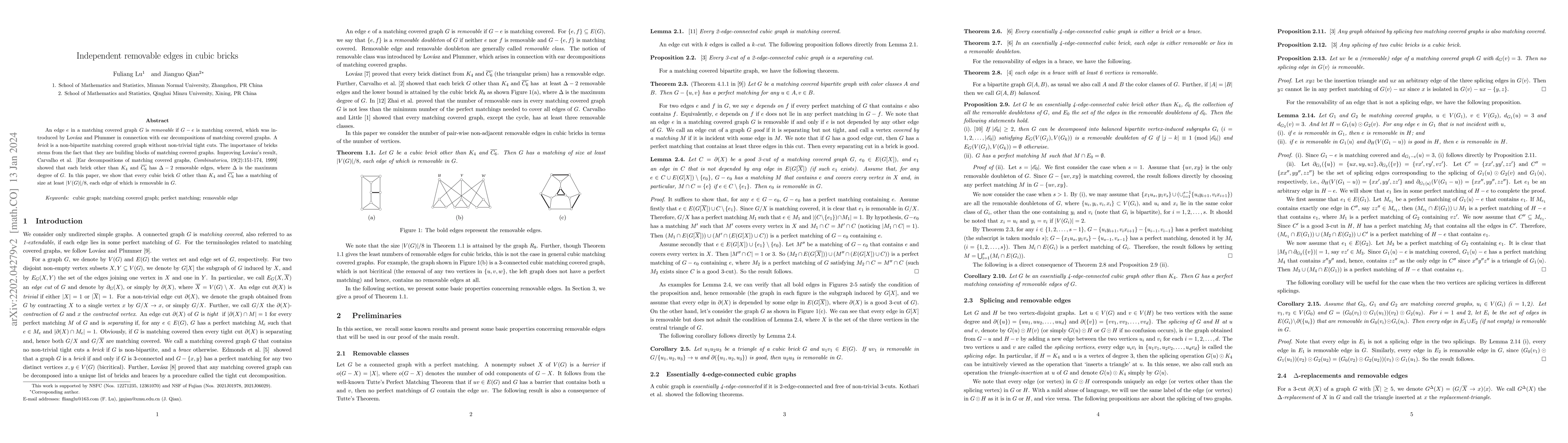 Thumbnail for Removable edges in cubic matching covered graphs