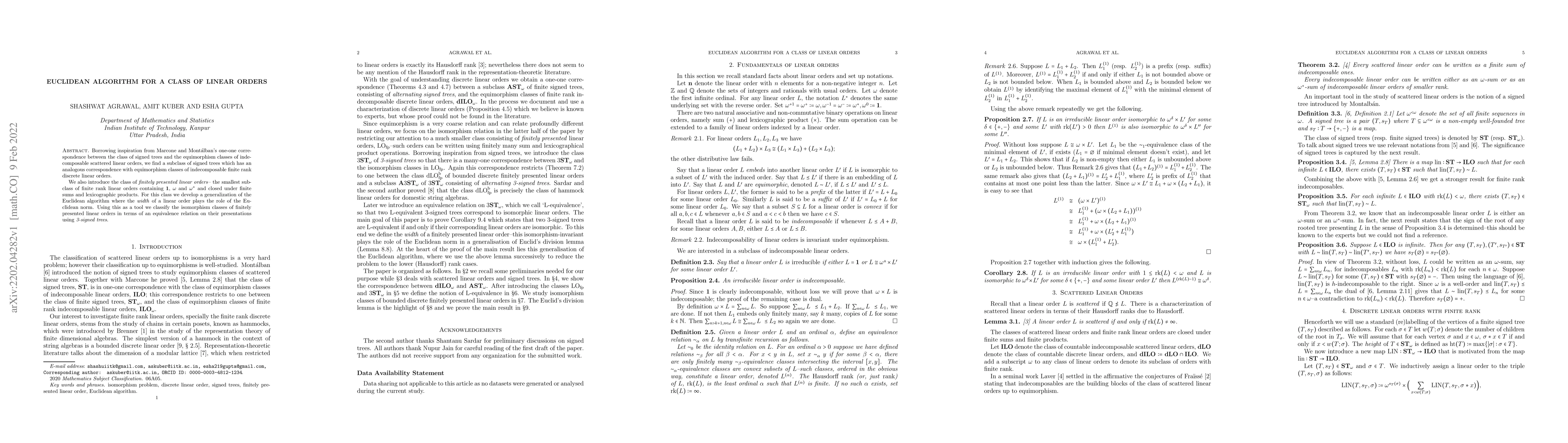 Thumbnail for Euclidean algorithm for a class of linear orders