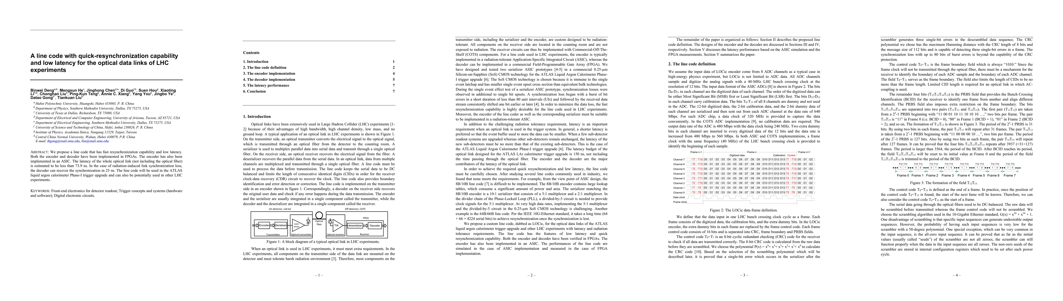 Thumbnail for A line code with quick-resynchronization capability and low latency for
  the optical data links of LHC experiments
