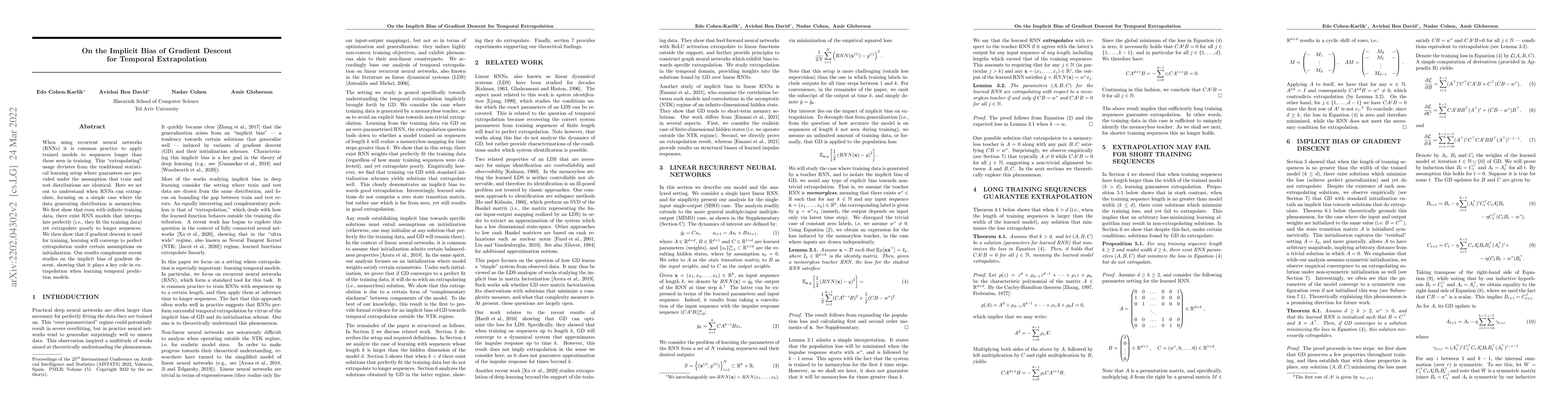 Thumbnail for On the Implicit Bias of Gradient Descent for Temporal Extrapolation