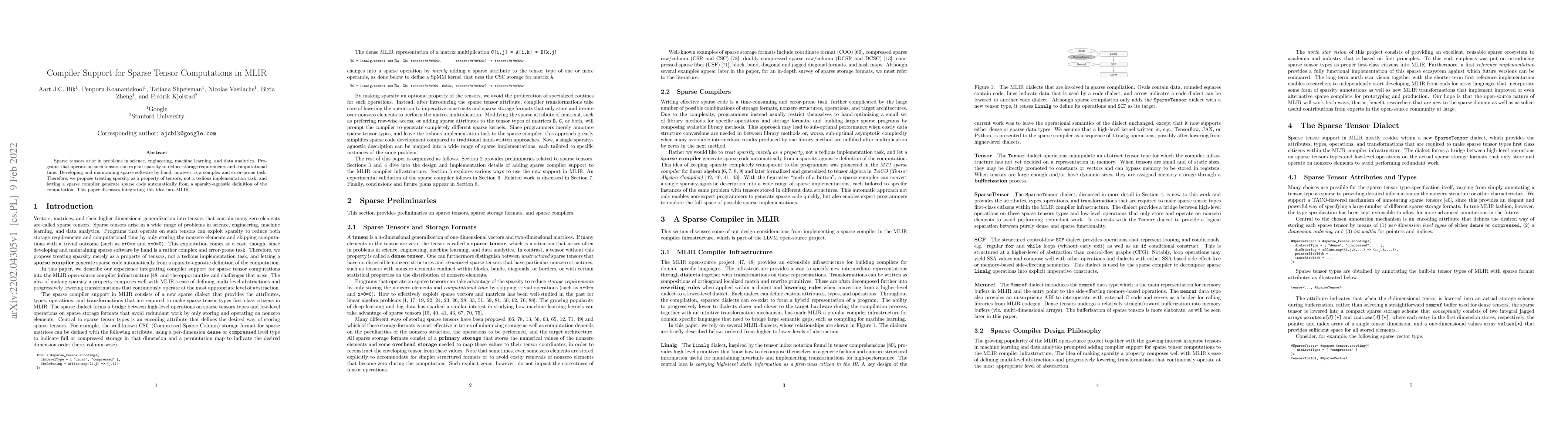 Thumbnail for Compiler Support for Sparse Tensor Computations in MLIR