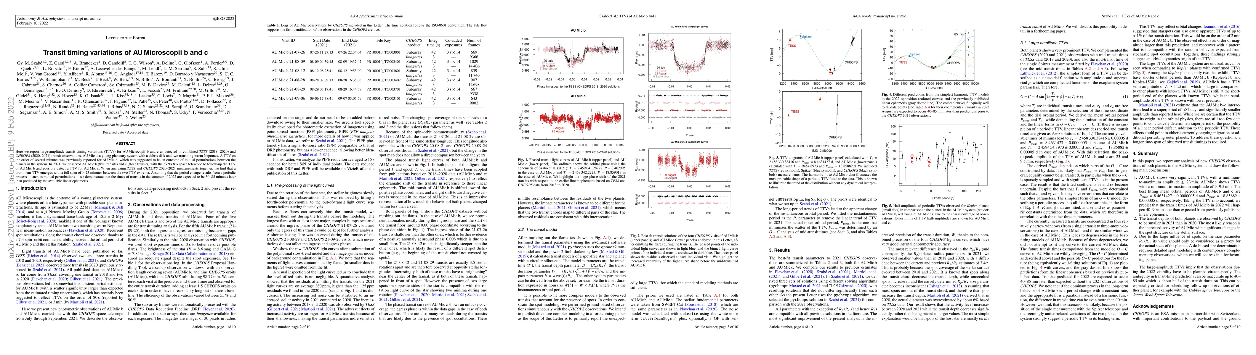 Thumbnail for Transit timing variations of AU Microscopii b and c