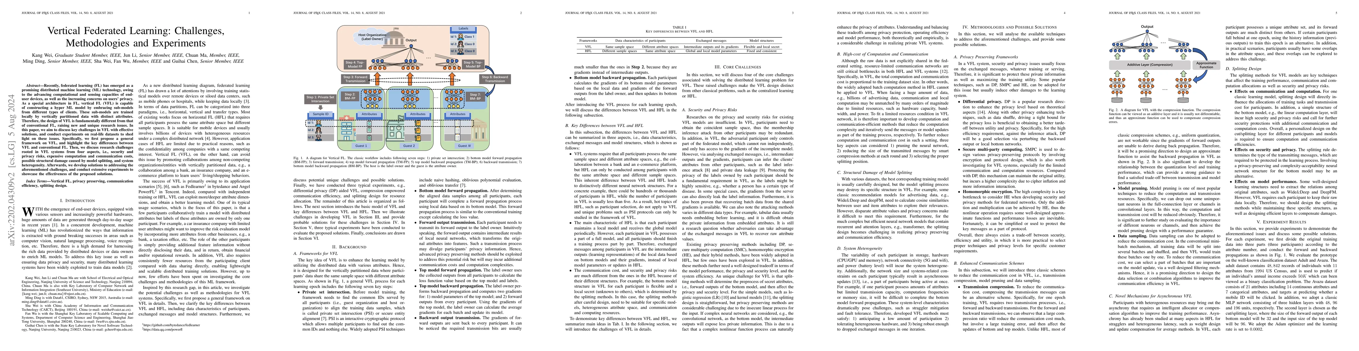 Thumbnail for Vertical Federated Learning: Challenges, Methodologies and Experiments