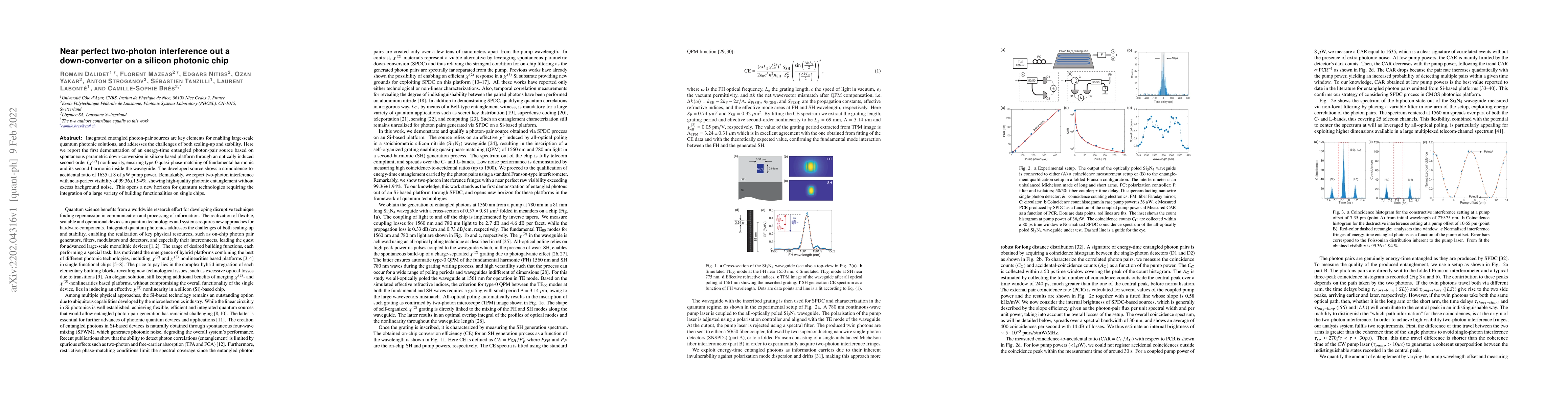 Thumbnail for Near perfect two-photon interference out a down-converter on a silicon
  photonic chip