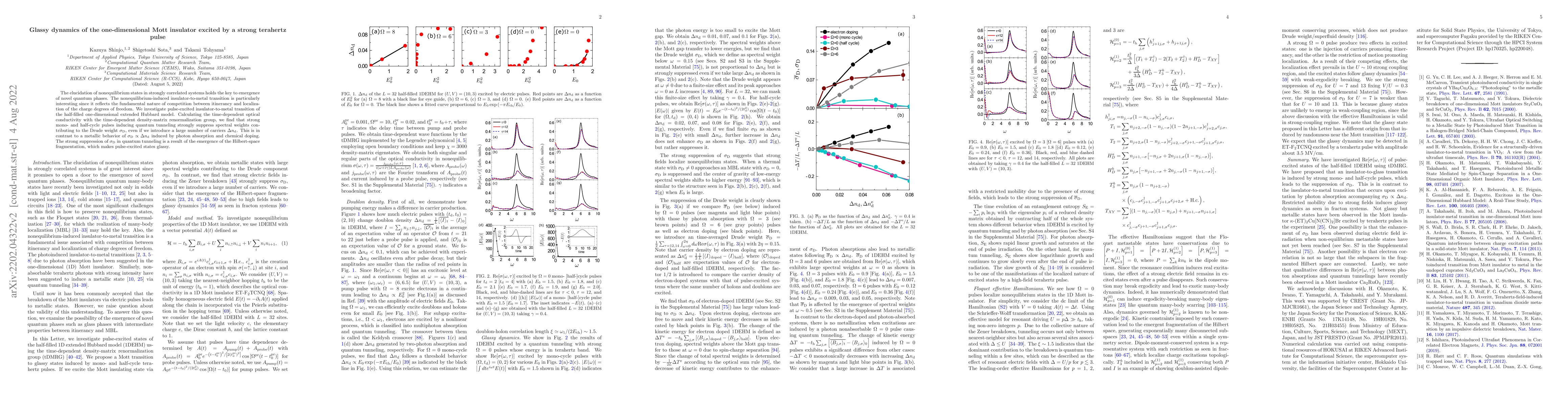 Thumbnail for Glassy dynamics of the one-dimensional Mott insulator excited by a
  strong terahertz pulse