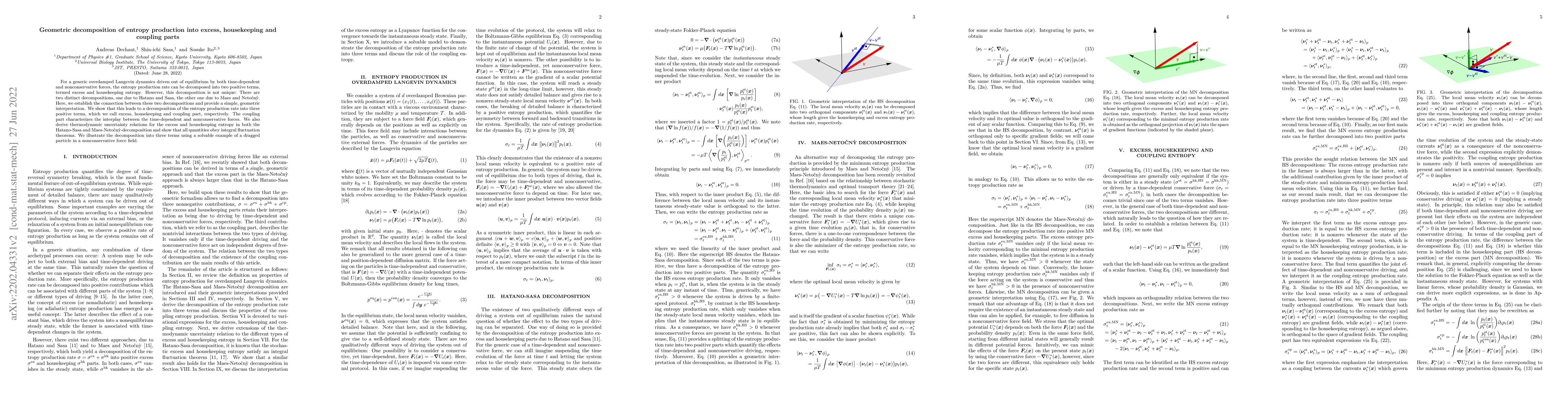 Thumbnail for Geometric decomposition of entropy production into excess, housekeeping
  and coupling parts