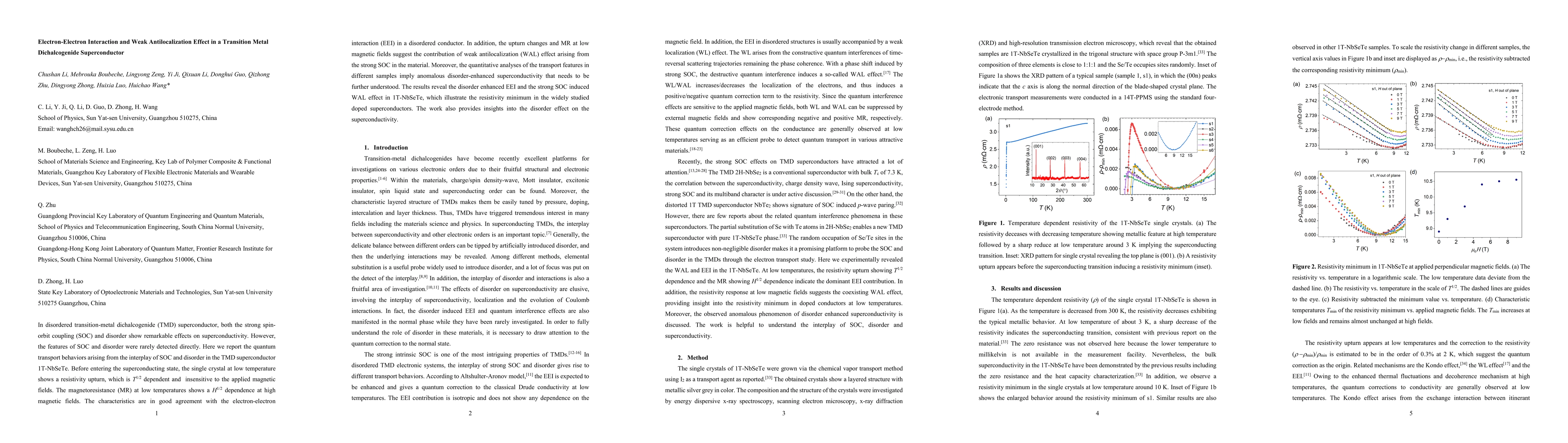 Thumbnail for Electron-Electron Interaction and Weak Antilocalization Effect in a
  Transition Metal Dichalcogenide Superconductor