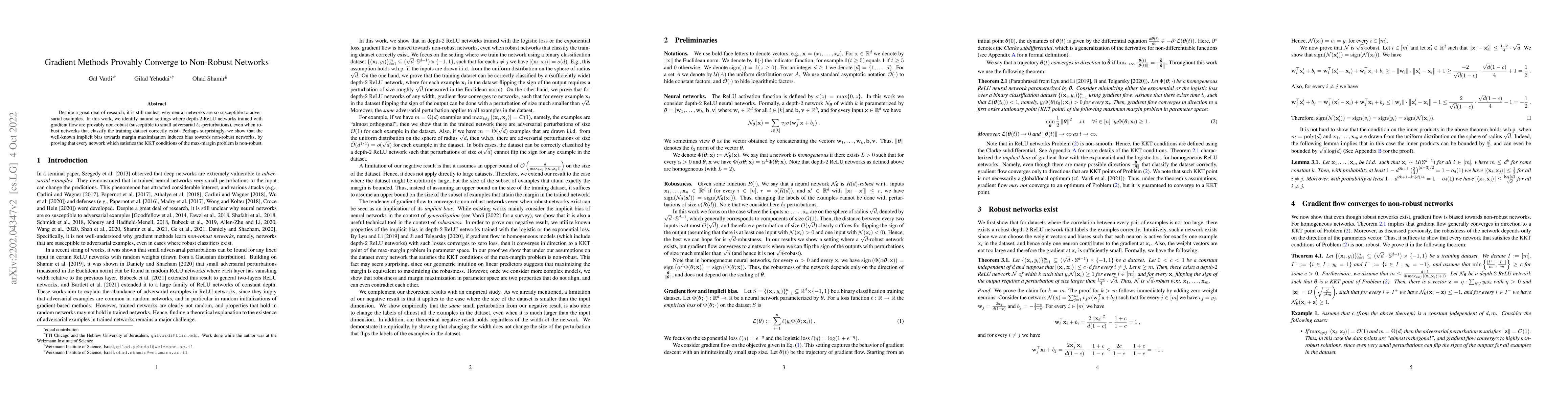 Thumbnail for Gradient Methods Provably Converge to Non-Robust Networks