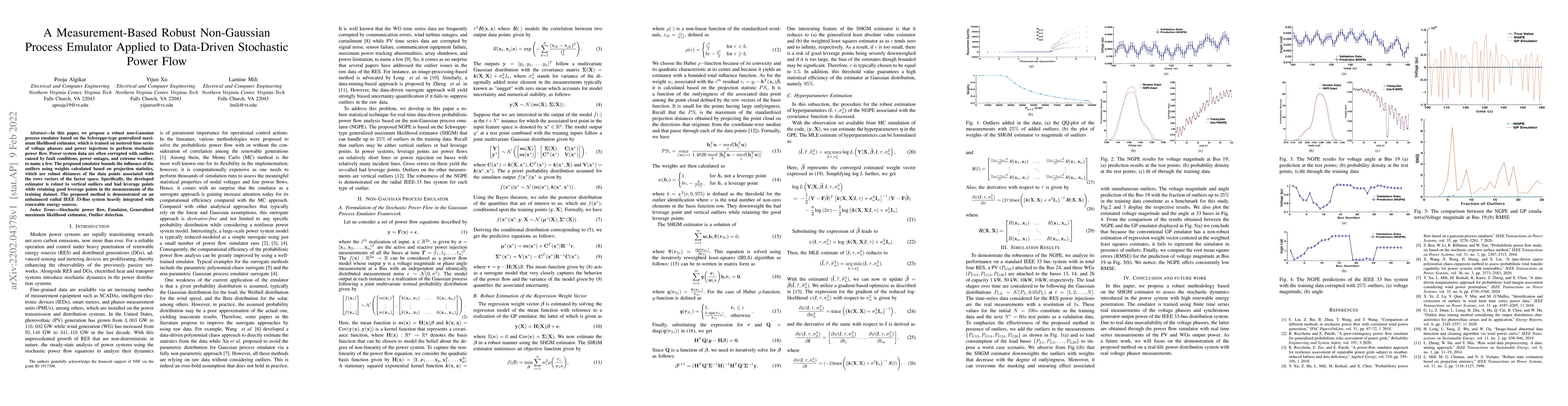Thumbnail for A Measurement-Based Robust Non-Gaussian Process Emulator Applied to
  Data-Driven Stochastic Power Flow