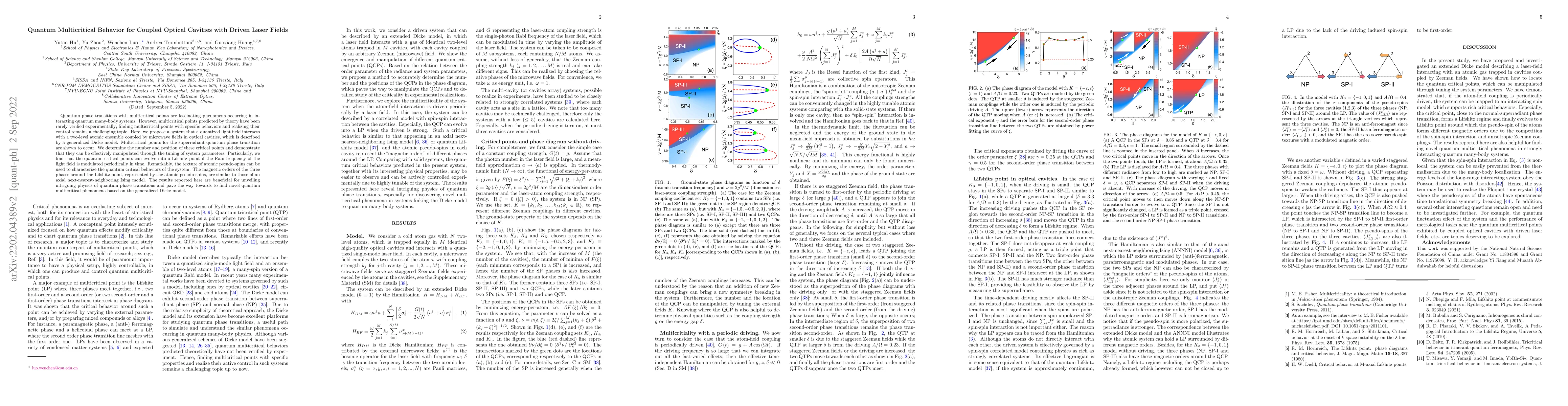 Thumbnail for Quantum Multicritical Behavior for Coupled Optical Cavities with Driven
  Laser Fields