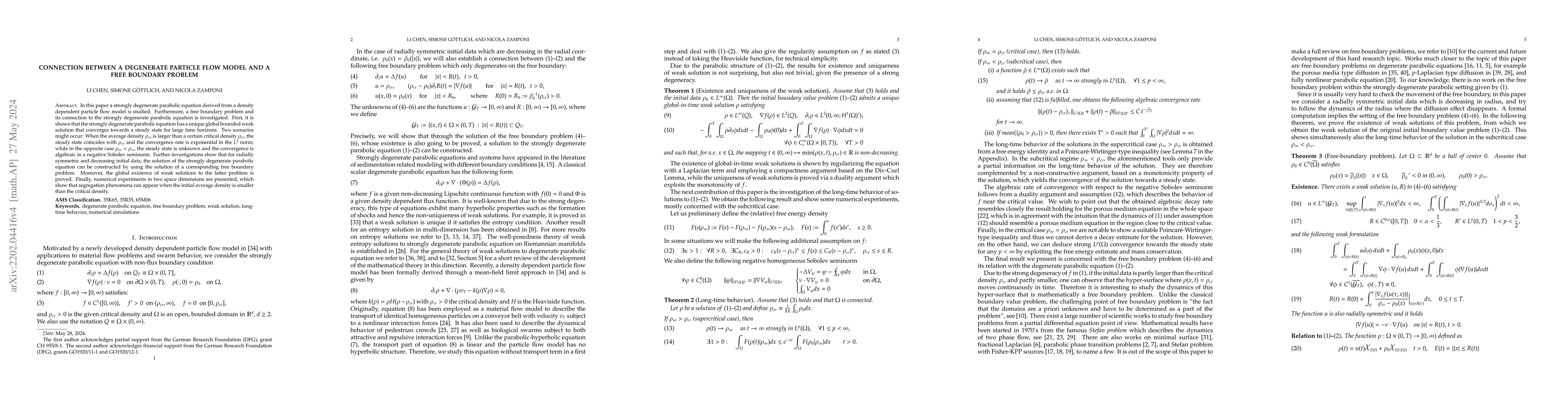 Thumbnail for Connection between a degenerate particle flow model and a free boundary
  problem