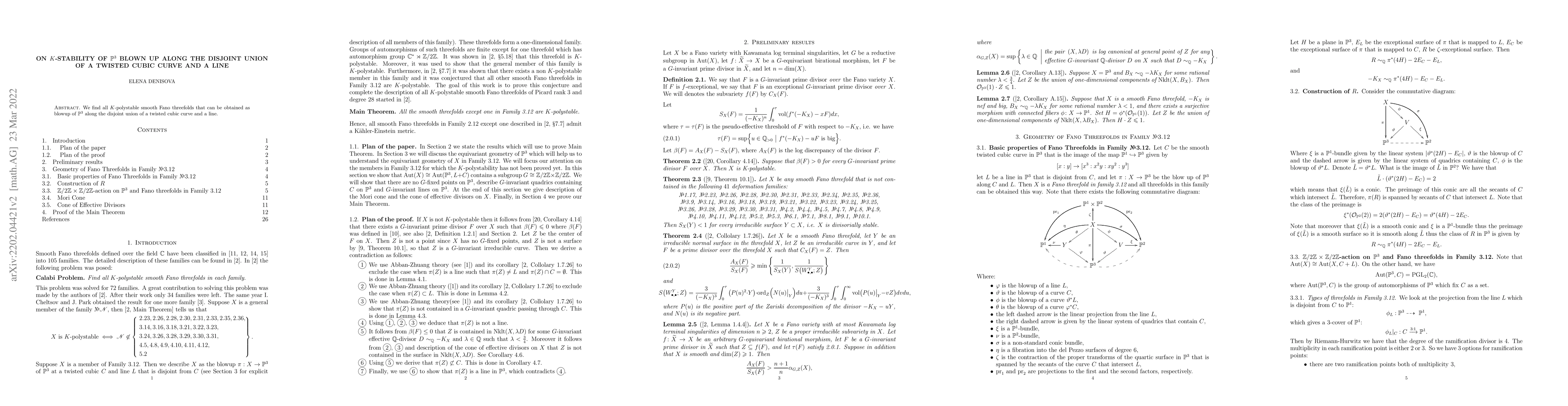 Thumbnail for On $K$-stability of $\mathbb{P}^3$ blown up along the disjoint union of
  a twisted cubic curve and a line