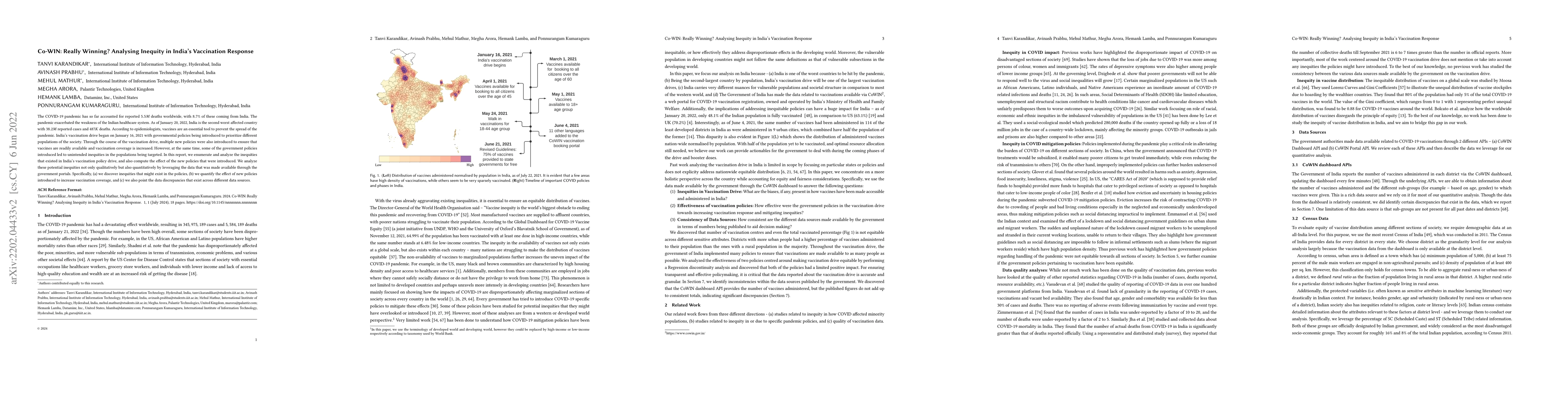Thumbnail for Co-WIN: Really Winning? Analysing Inequity in India's Vaccination
  Response