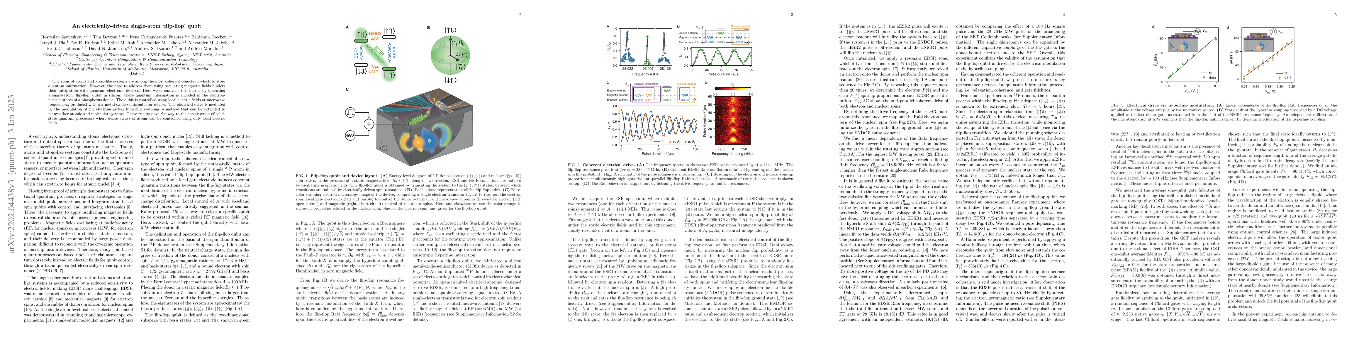 Thumbnail for An electrically-driven single-atom `flip-flop' qubit