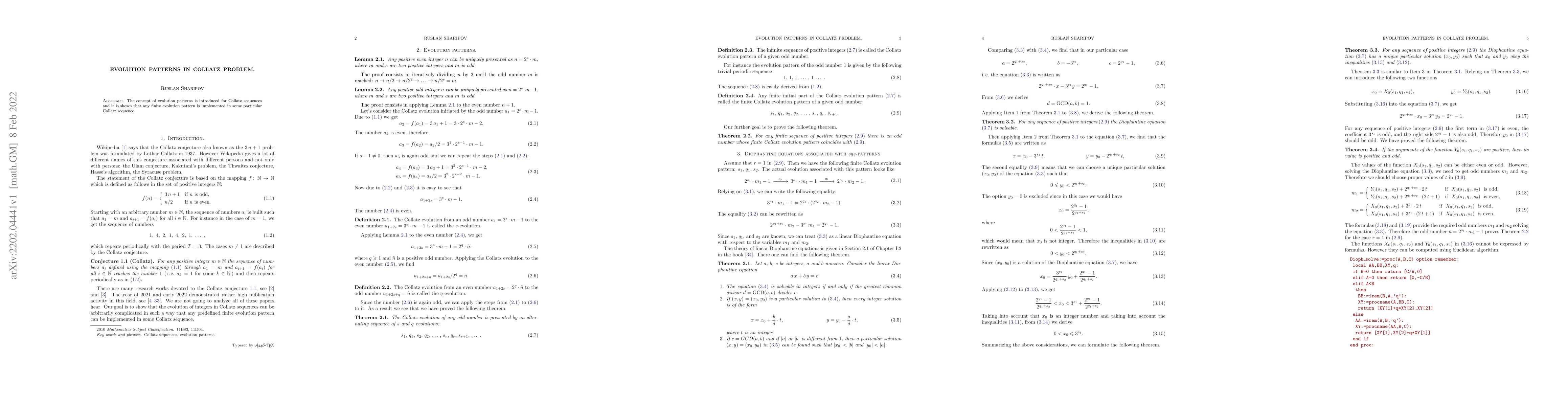 Thumbnail for Evolution patterns in Collatz problem