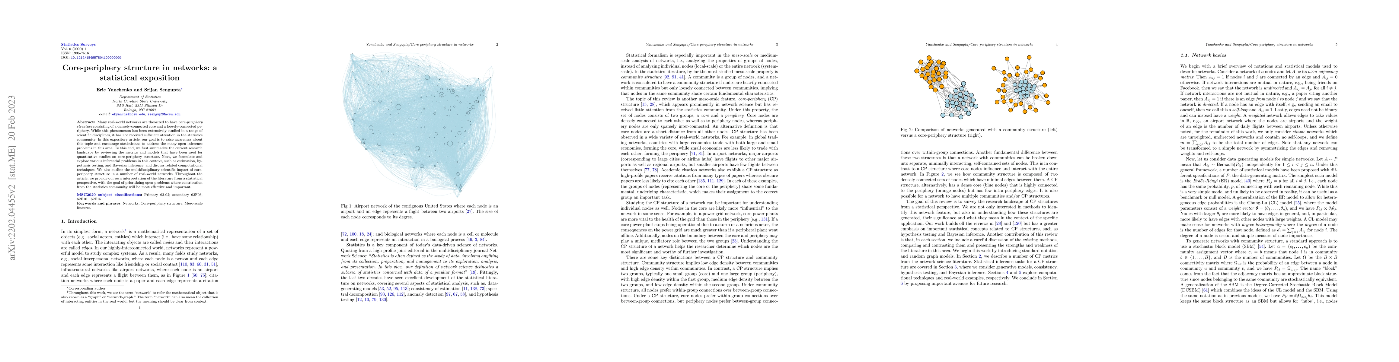 Thumbnail for Core-periphery structure in networks: a statistical exposition