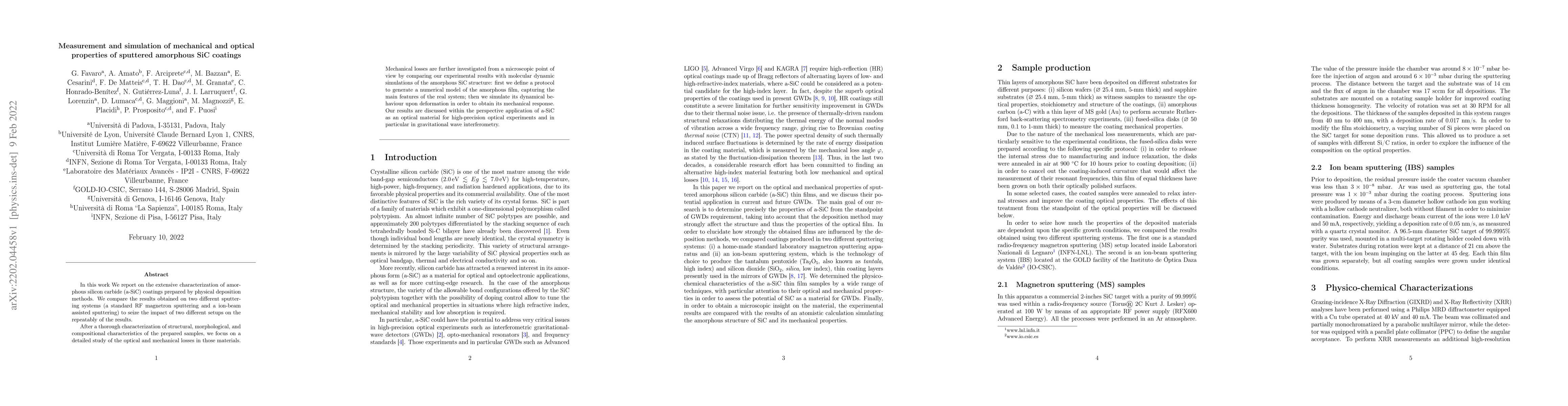 Thumbnail for Measurement and simulation of mechanical and optical properties of
  sputtered amorphous SiC coatings