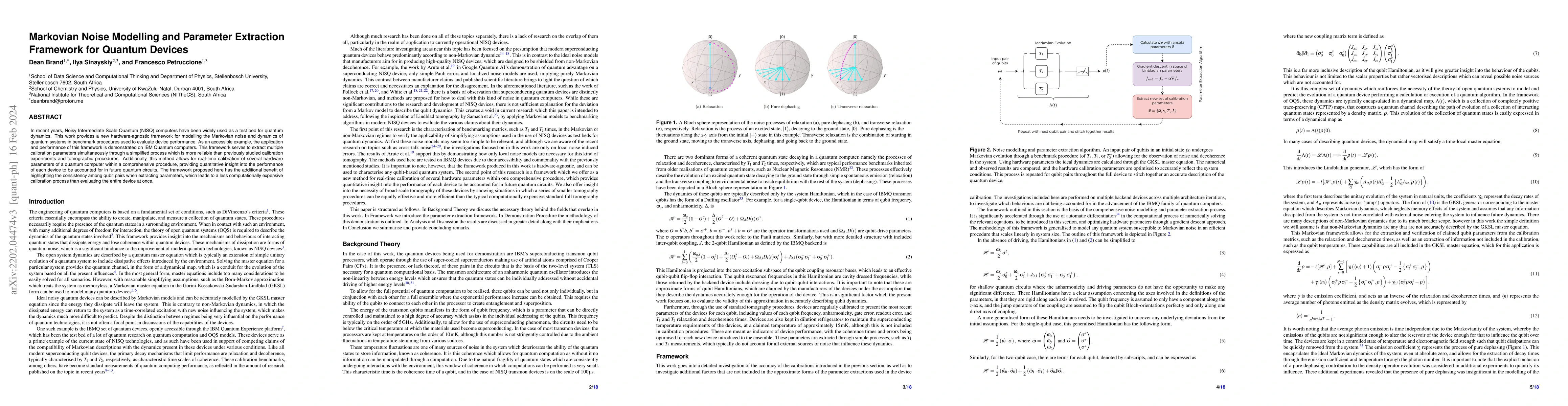 Thumbnail for Markovian Noise Modelling and Parameter Extraction Framework for Quantum
  Devices