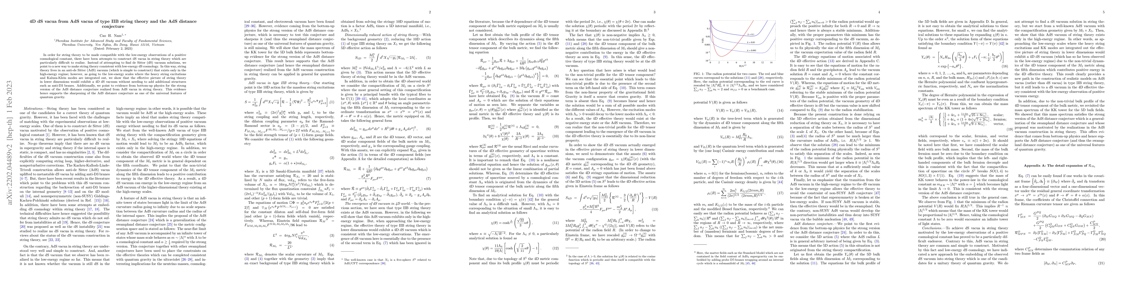 Thumbnail for 4D dS vacua from AdS vacua of type IIB string theory and AdS distance
  conjecture
