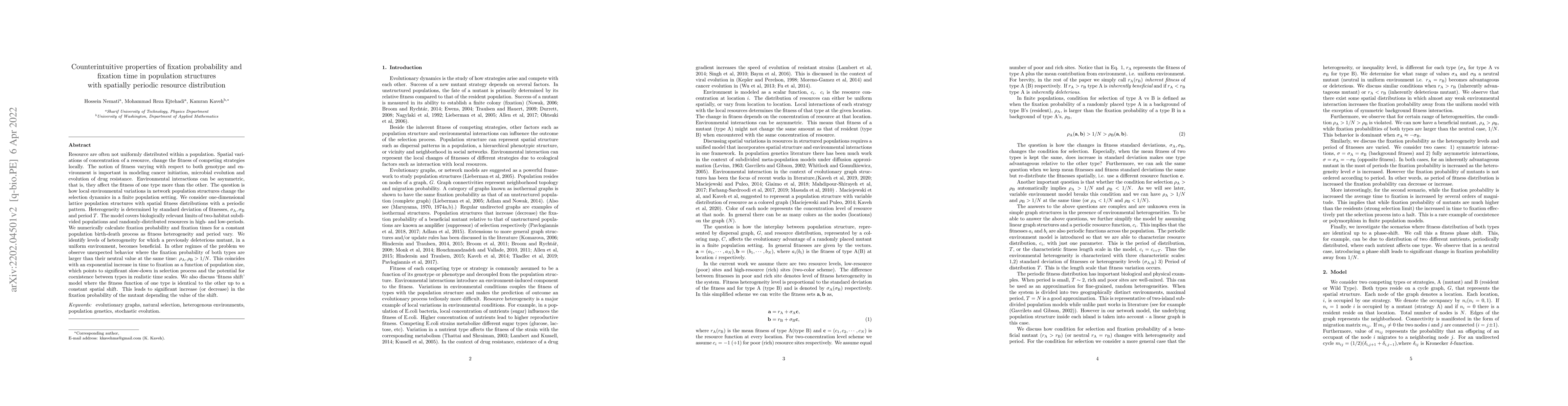 Thumbnail for Counterintuitive properties of fixation probability and fixation time in
  population structures with spatially periodic resource distribution