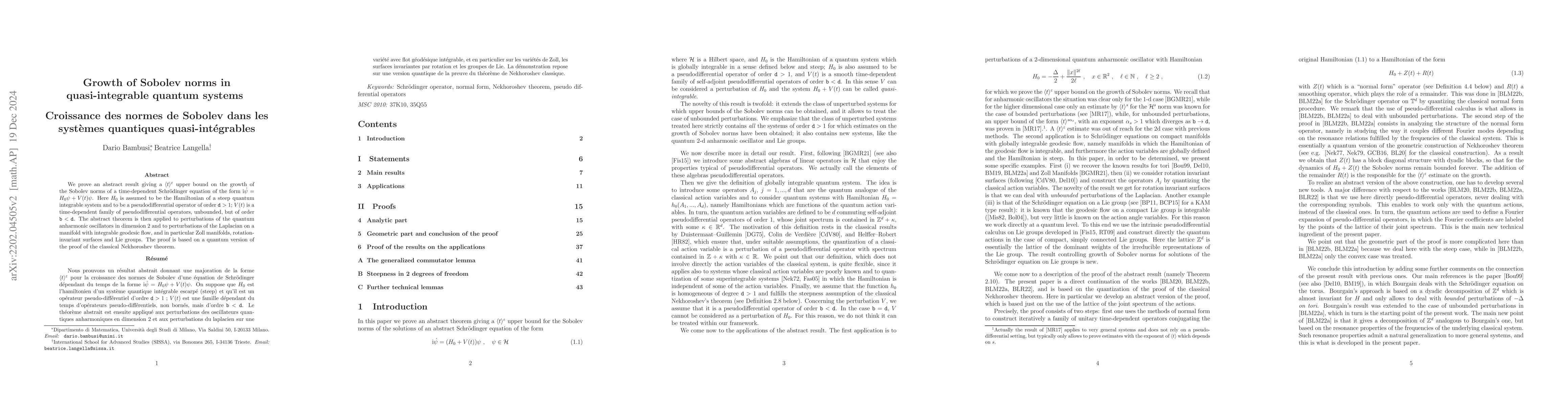 Thumbnail for Growth of Sobolev norms in quasi integrable quantum systems