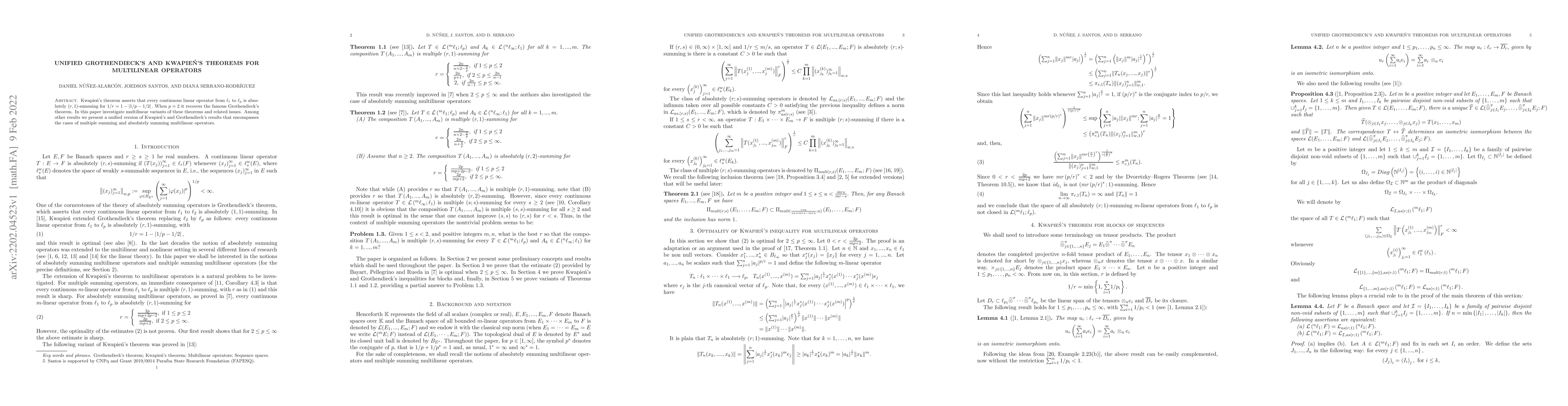 Thumbnail for Unified Grothendieck's and Kwapie\'{n}'s theorems for multilinear
  operators