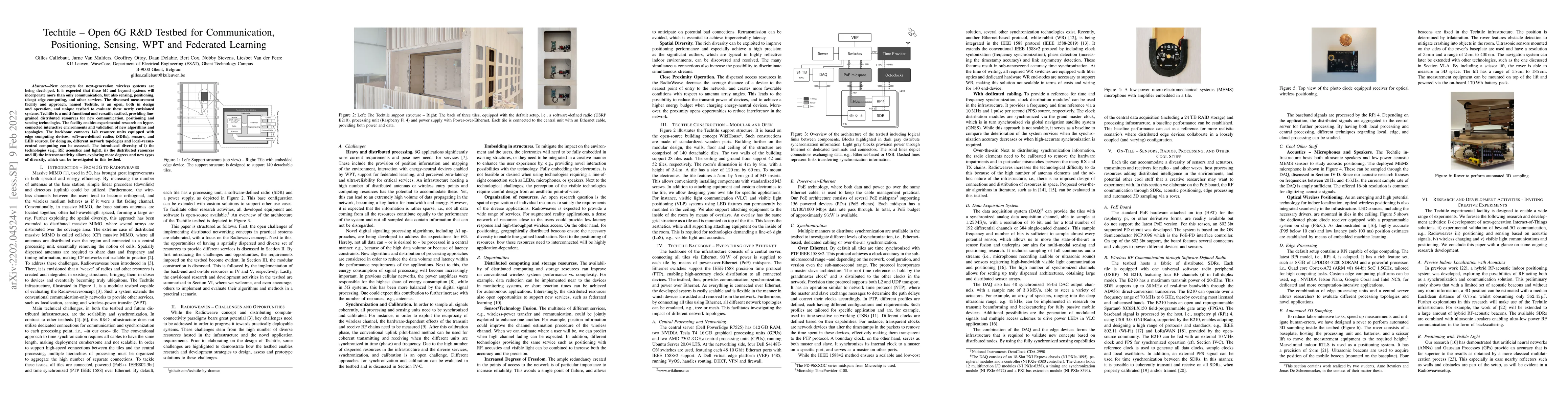Thumbnail for Techtile -- Open 6G R&D Testbed for Communication, Positioning, Sensing,
  WPT and Federated Learning