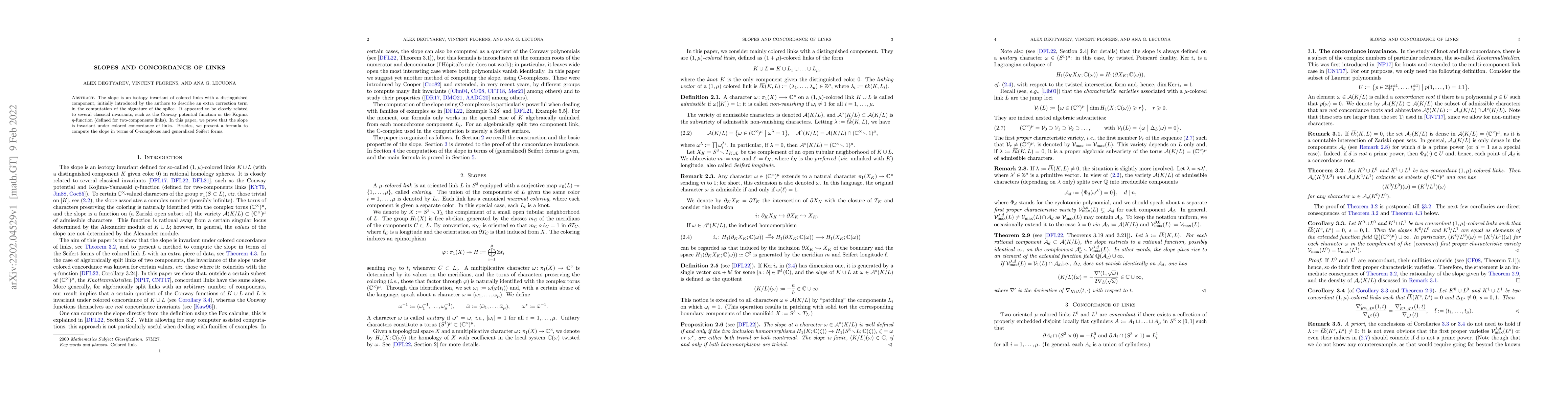 Thumbnail for Slope and concordance of links