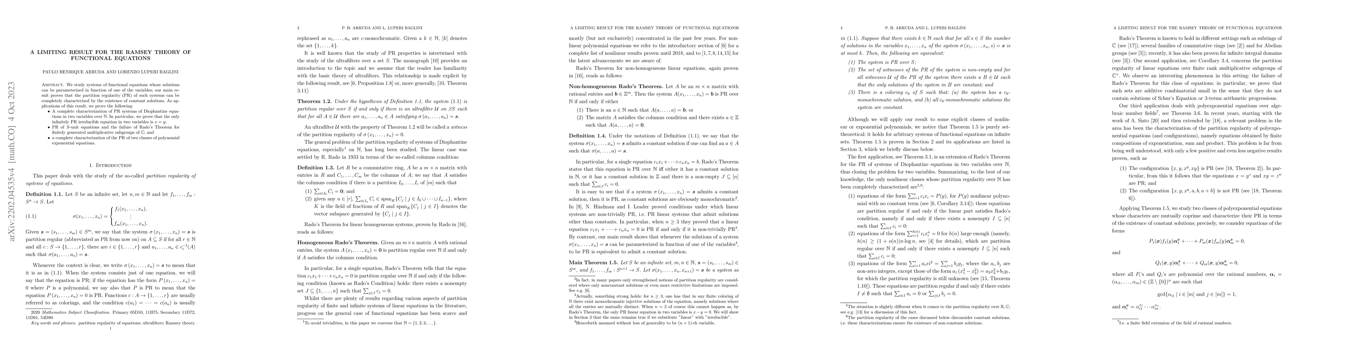 Thumbnail for A limiting result for the Ramsey theory of functional equations