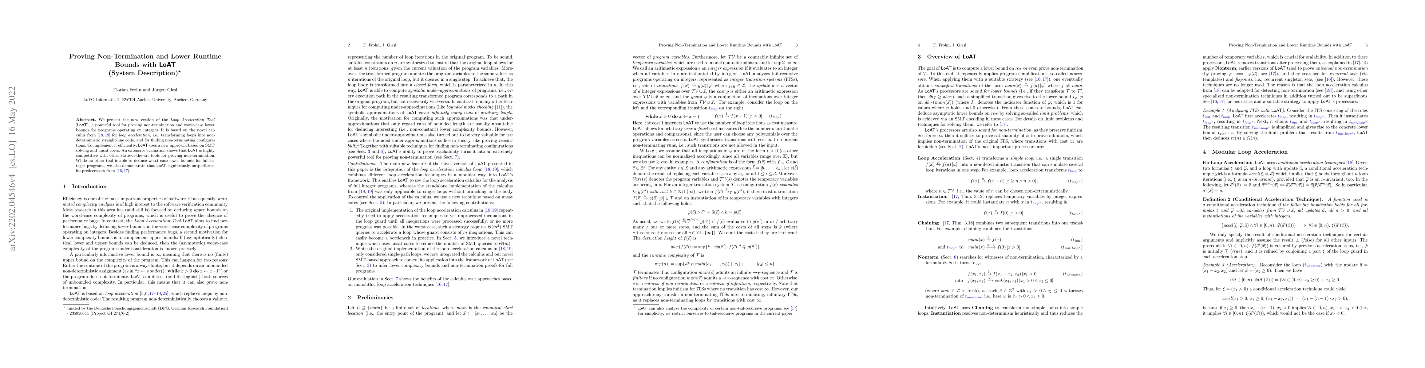 Thumbnail for Proving Non-Termination and Lower Runtime Bounds with LoAT (System
  Description)