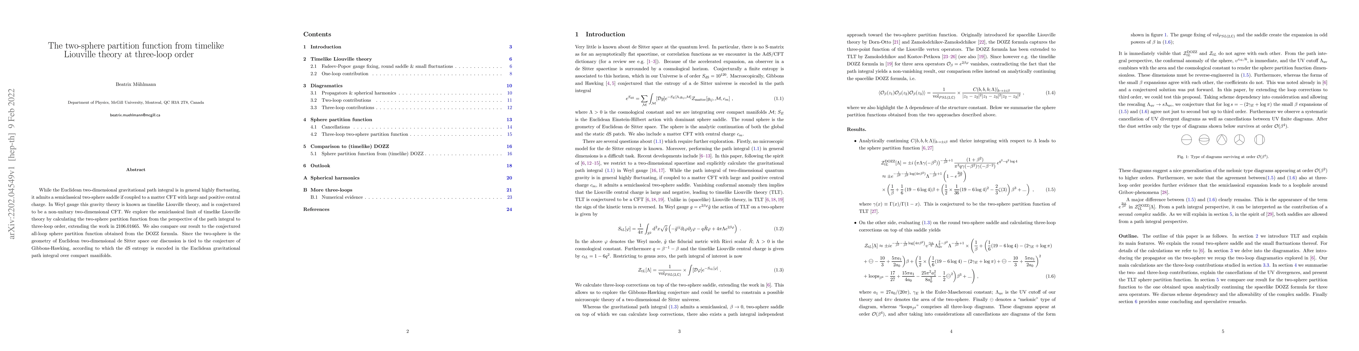 Thumbnail for The two-sphere partition function from timelike Liouville theory at
  three-loop order