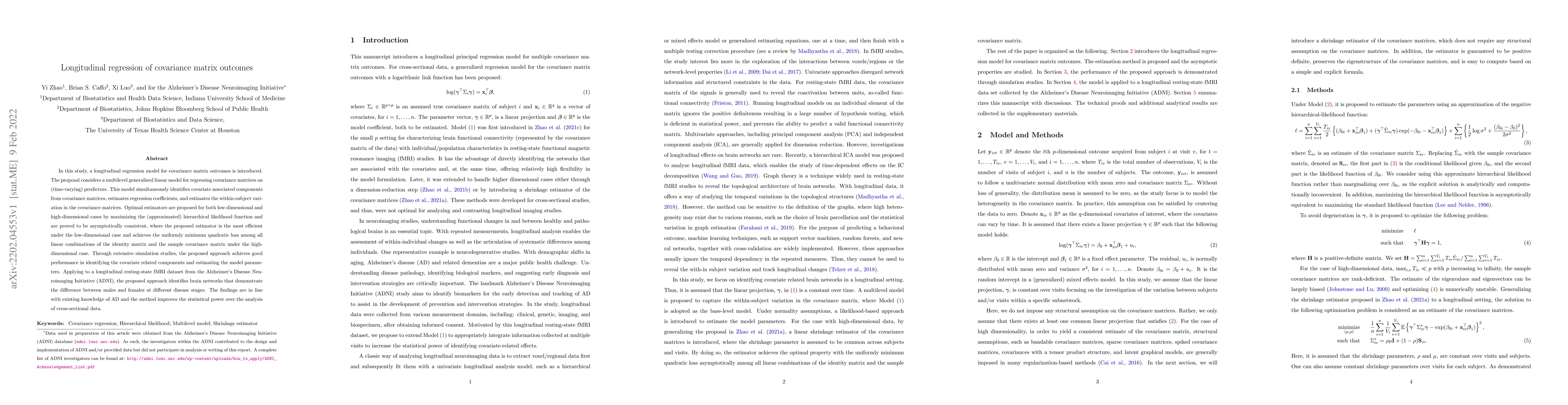 Thumbnail for Longitudinal regression of covariance matrix outcomes