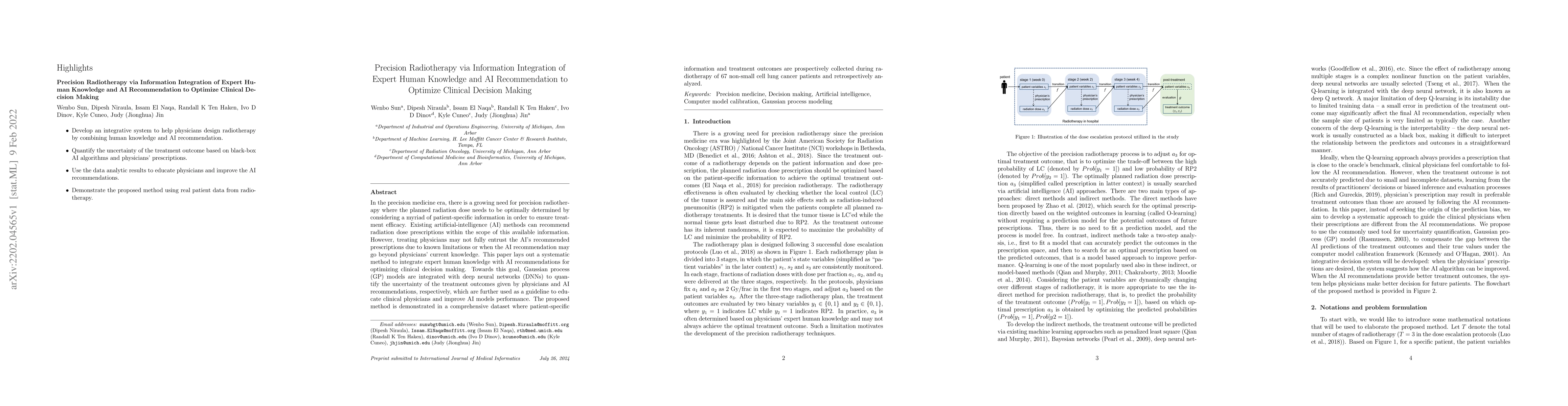 Thumbnail for Precision Radiotherapy via Information Integration of Expert Human
  Knowledge and AI Recommendation to Optimize Clinical Decision Making