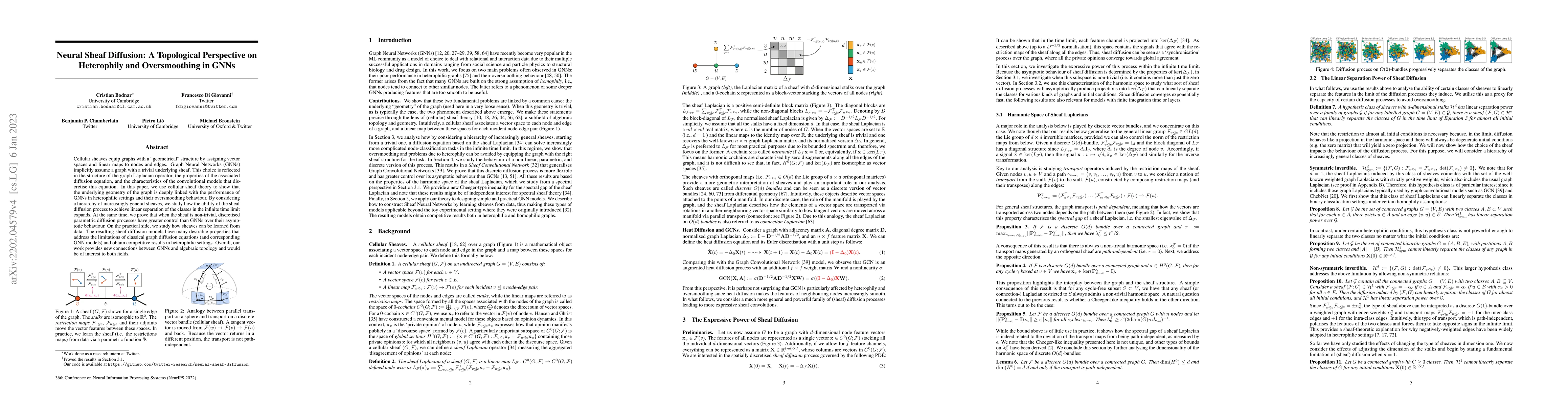 Thumbnail for Neural Sheaf Diffusion: A Topological Perspective on Heterophily and
  Oversmoothing in GNNs