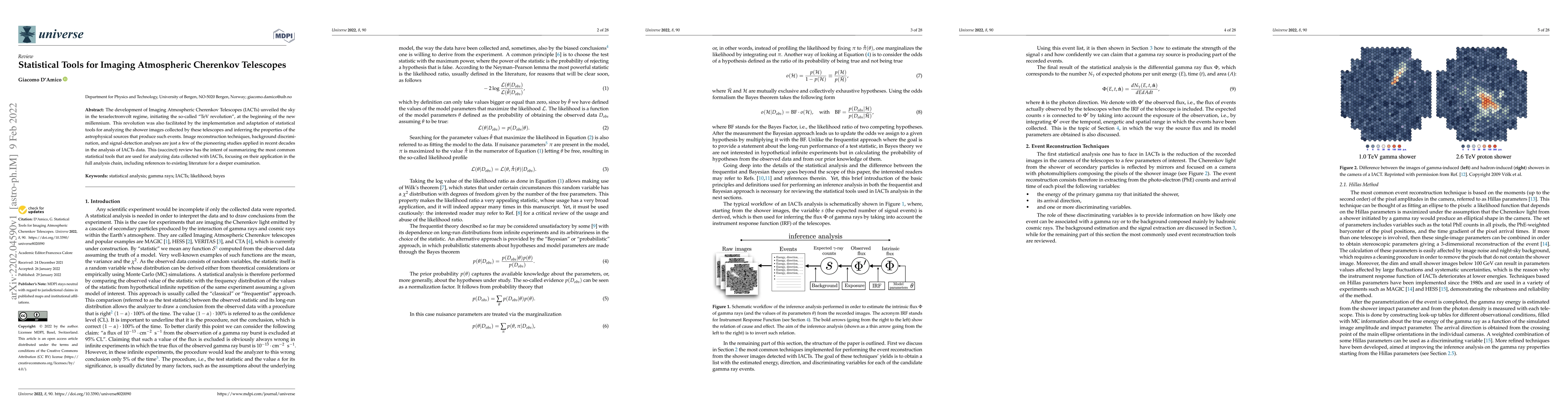 Thumbnail for Statistical Tools for Imaging Atmospheric Cherenkov Telescopes