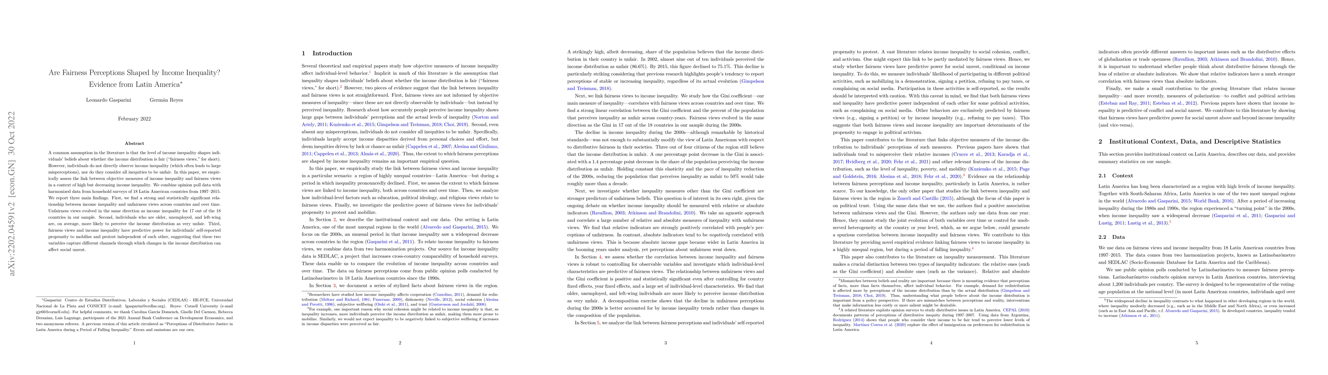 Thumbnail for Are Fairness Perceptions Shaped by Income Inequality? Evidence from
  Latin America
