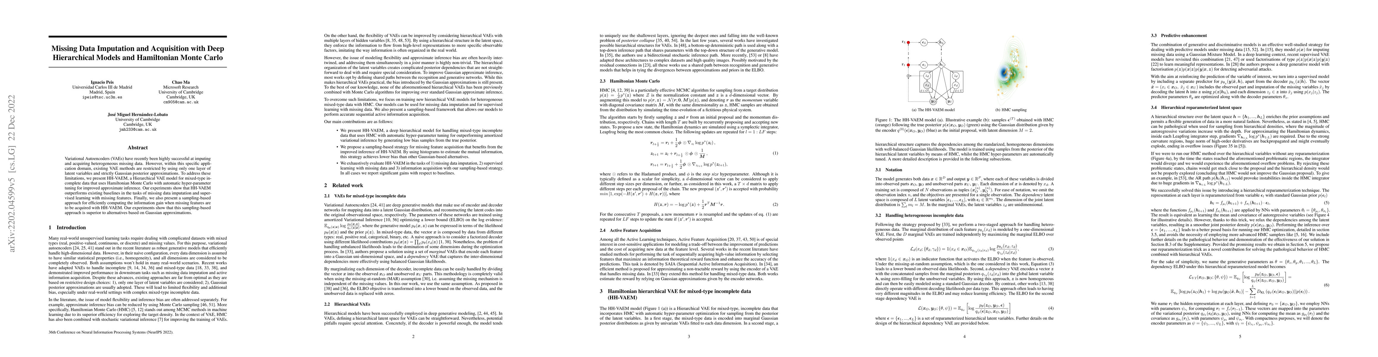 Thumbnail for Missing Data Imputation and Acquisition with Deep Hierarchical Models
  and Hamiltonian Monte Carlo
