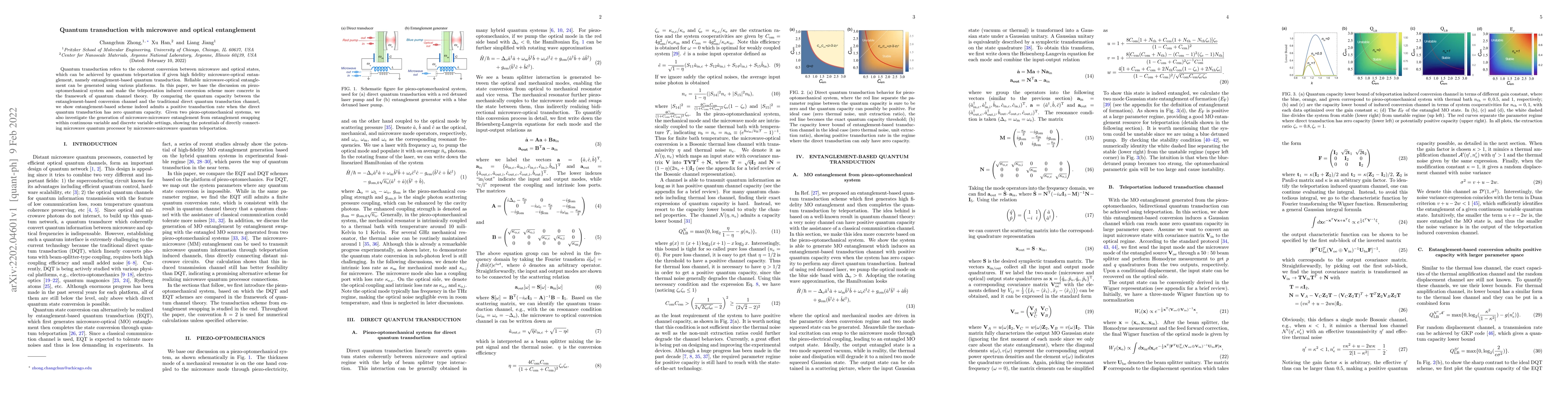 Thumbnail for Quantum transduction with microwave and optical entanglement
