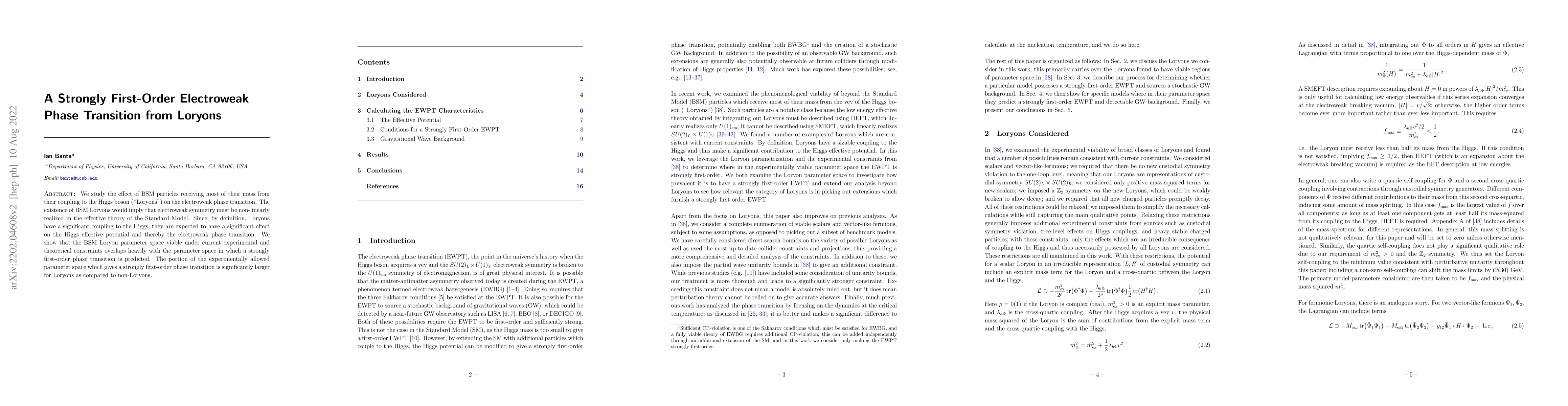 Thumbnail for A Strongly First-Order Electroweak Phase Transition from Loryons