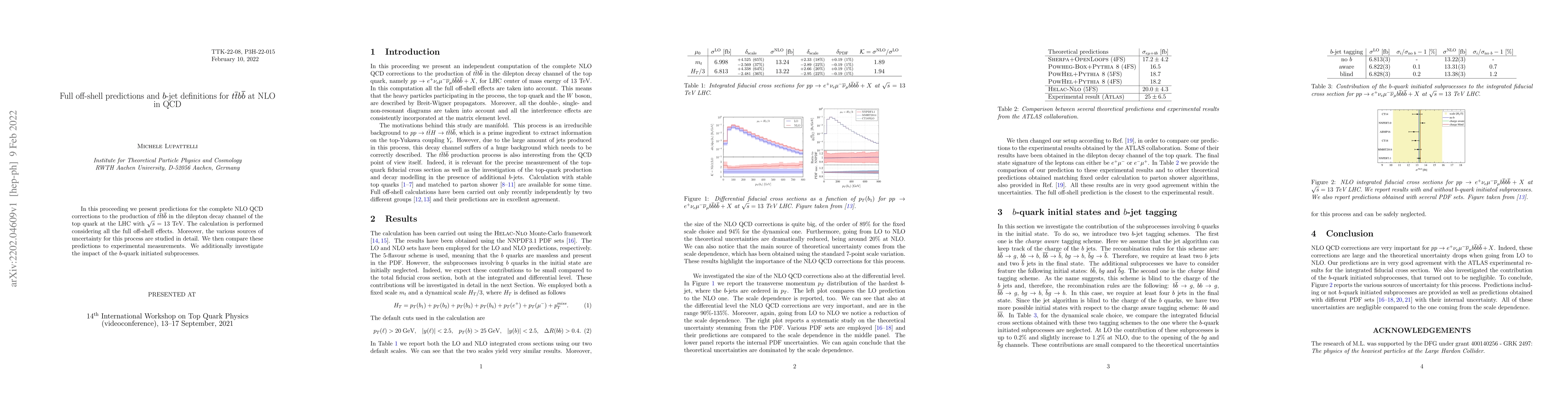 Thumbnail for Full off-shell predictions and $b$-jet definitions for
  $t\bar{t}b\bar{b}$ at NLO in QCD