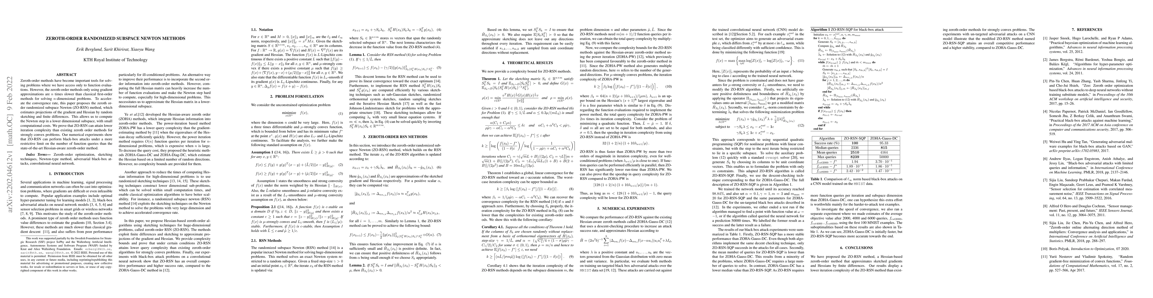 Thumbnail for Zeroth-Order Randomized Subspace Newton Methods