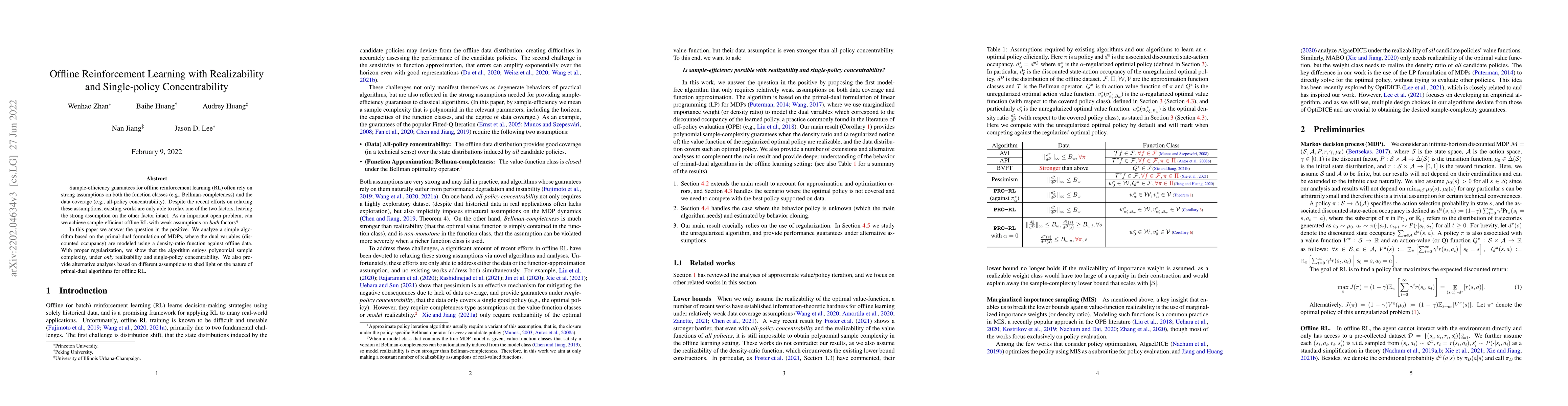 Thumbnail for Offline Reinforcement Learning with Realizability and Single-policy
  Concentrability