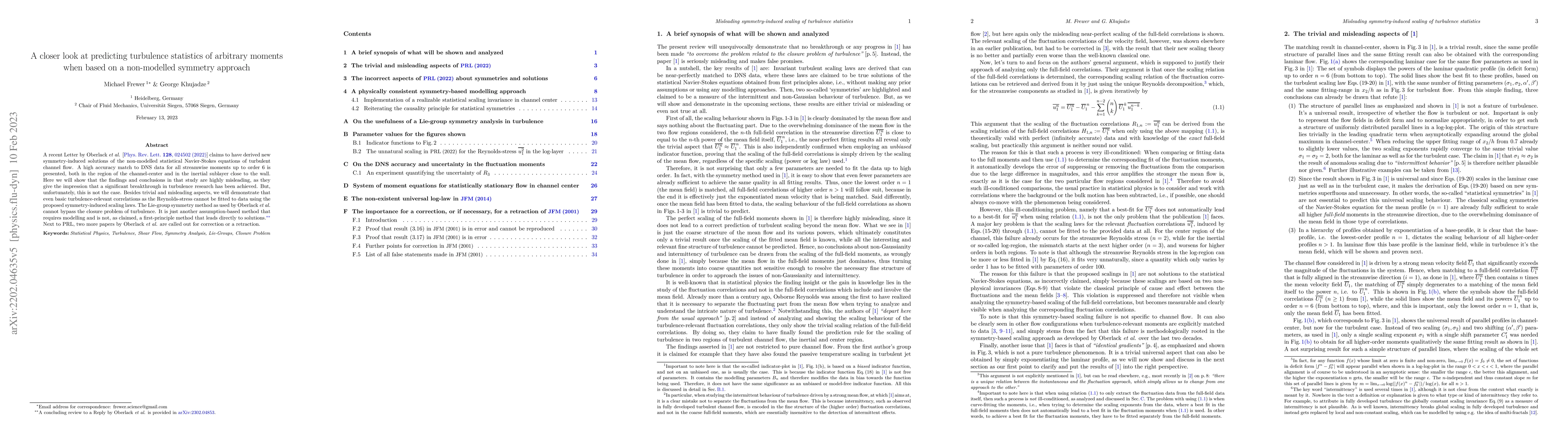 Thumbnail for A closer look at predicting turbulence statistics of arbitrary moments
  when based on a non-modelled symmetry approach