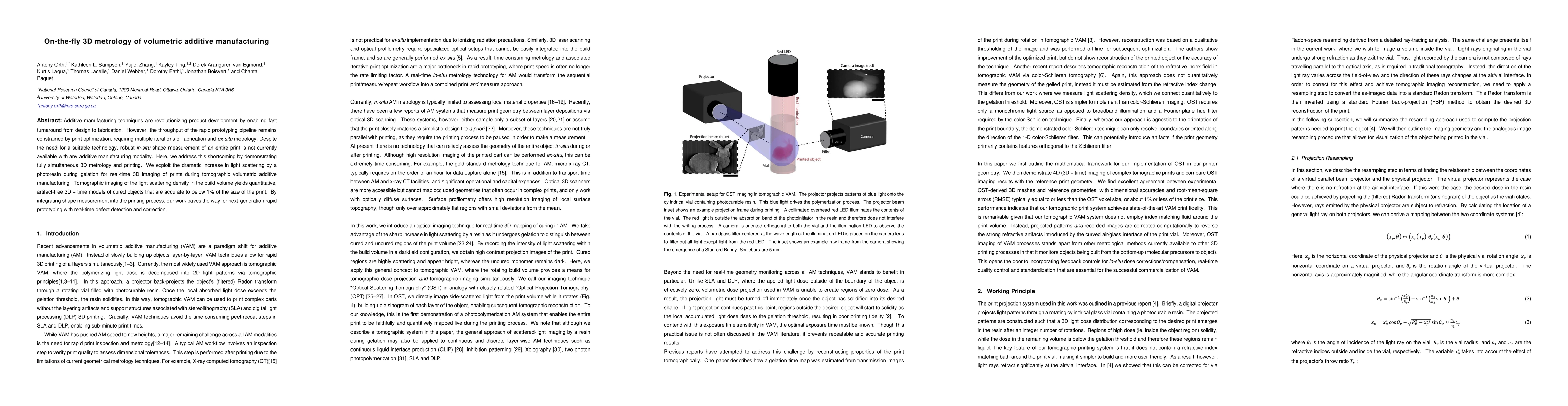 Thumbnail for On-the-fly 3D metrology of volumetric additive manufacturing